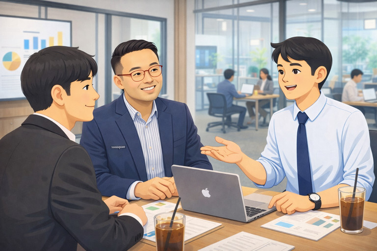 스타트업 관계자와 투자 논의를 위해 미팅을 이끌어 나가고 있는 모습
